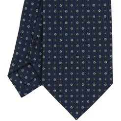 E.Marinella CRAVATTE|Cravatte In Seta Stampata|CRAVATTA SARTORIALE CLASSICA IN SETA BLU SCURO Microfantasia fiore