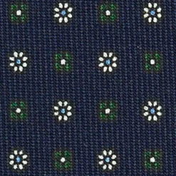 E.Marinella CRAVATTE|Cravatte In Seta Stampata|CRAVATTA SARTORIALE CLASSICA IN SETA BLU SCURO Microfantasia fiore