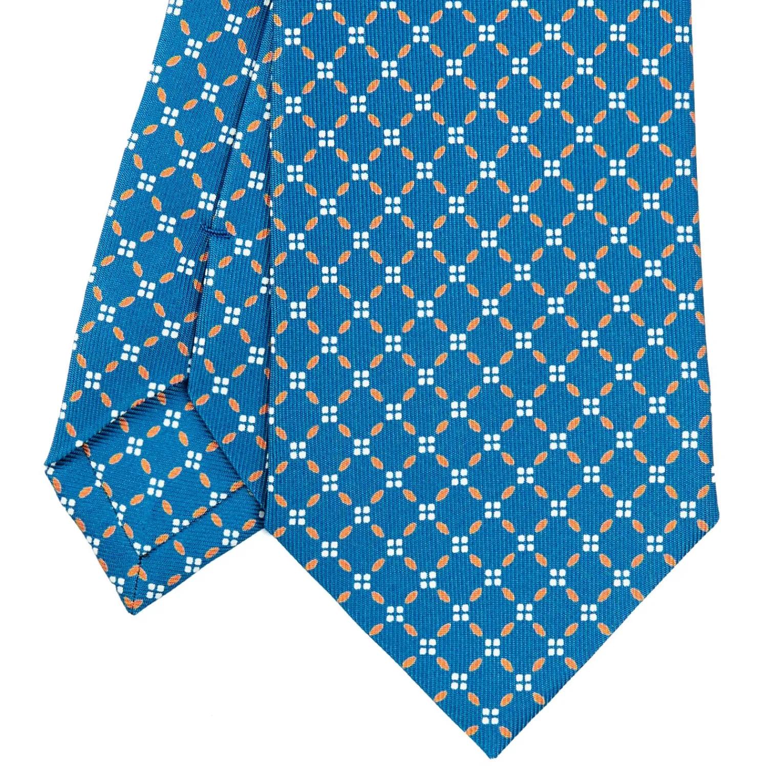 E.Marinella CRAVATTE|Cravatte In Seta Stampata|CRAVATTA SARTORIALE CLASSICA IN SETA BLU MEDIO Microfantasia fiore