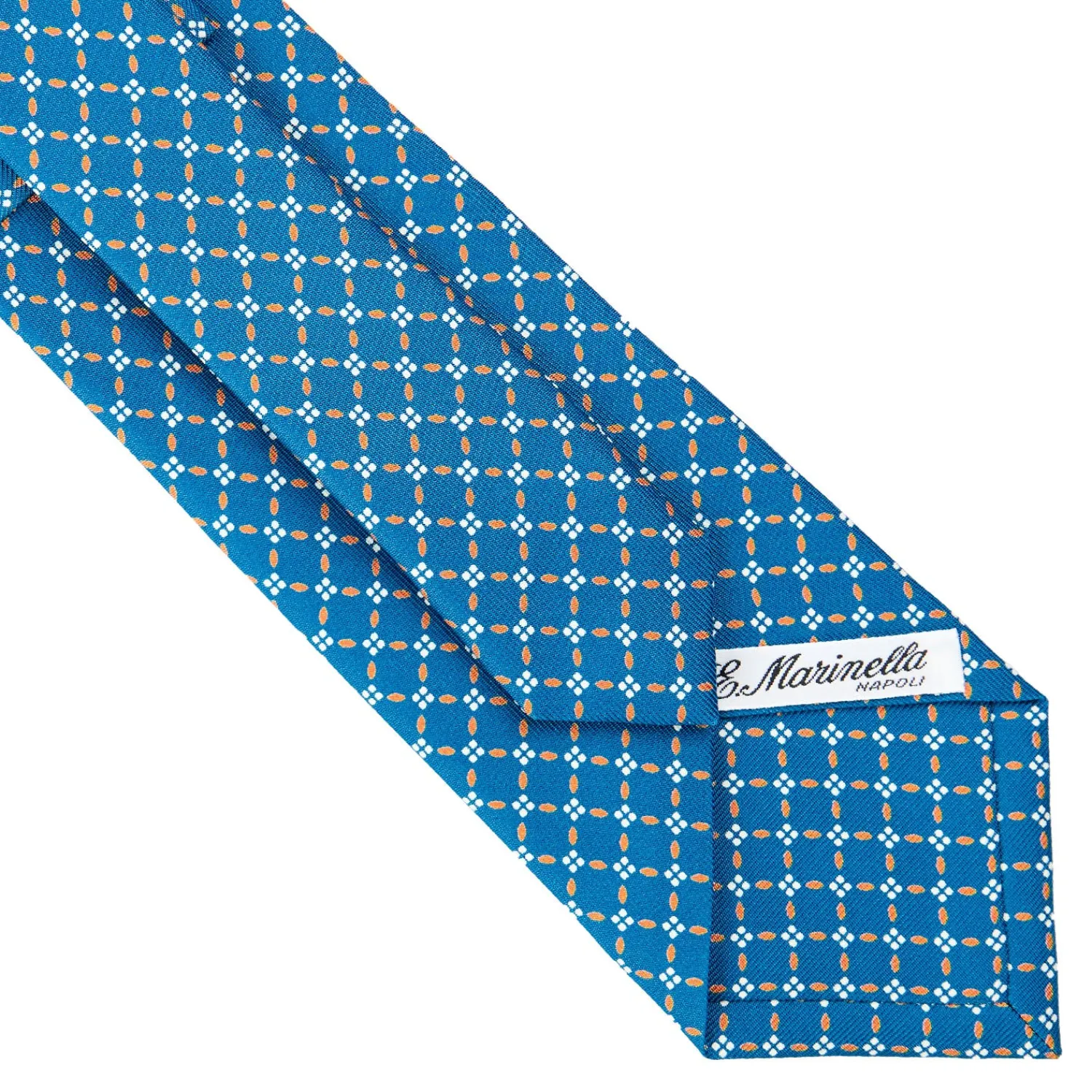 E.Marinella CRAVATTE|Cravatte In Seta Stampata|CRAVATTA SARTORIALE CLASSICA IN SETA BLU MEDIO Microfantasia fiore
