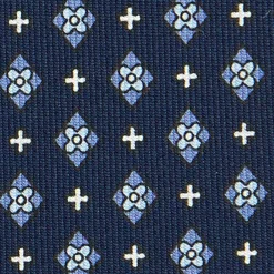 E.Marinella CRAVATTE|Cravatte In Seta Stampata|CRAVATTA SARTORIALE CLASSICA IN SETA BLU SCURO Microfantasia fiore