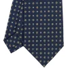 E.Marinella CRAVATTE|Cravatte In Seta Stampata|CRAVATTA SARTORIALE CLASSICA IN SETA BLU SCURO Microfantasia fiore