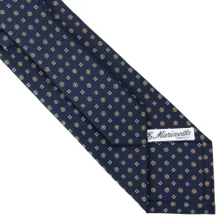 E.Marinella CRAVATTE|Cravatte In Seta Stampata|CRAVATTA SARTORIALE CLASSICA IN SETA BLU SCURO Microfantasia fiore