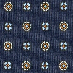 E.Marinella CRAVATTE|Cravatte In Seta Stampata|CRAVATTA SARTORIALE CLASSICA IN SETA BLU SCURO Microfantasia fiore