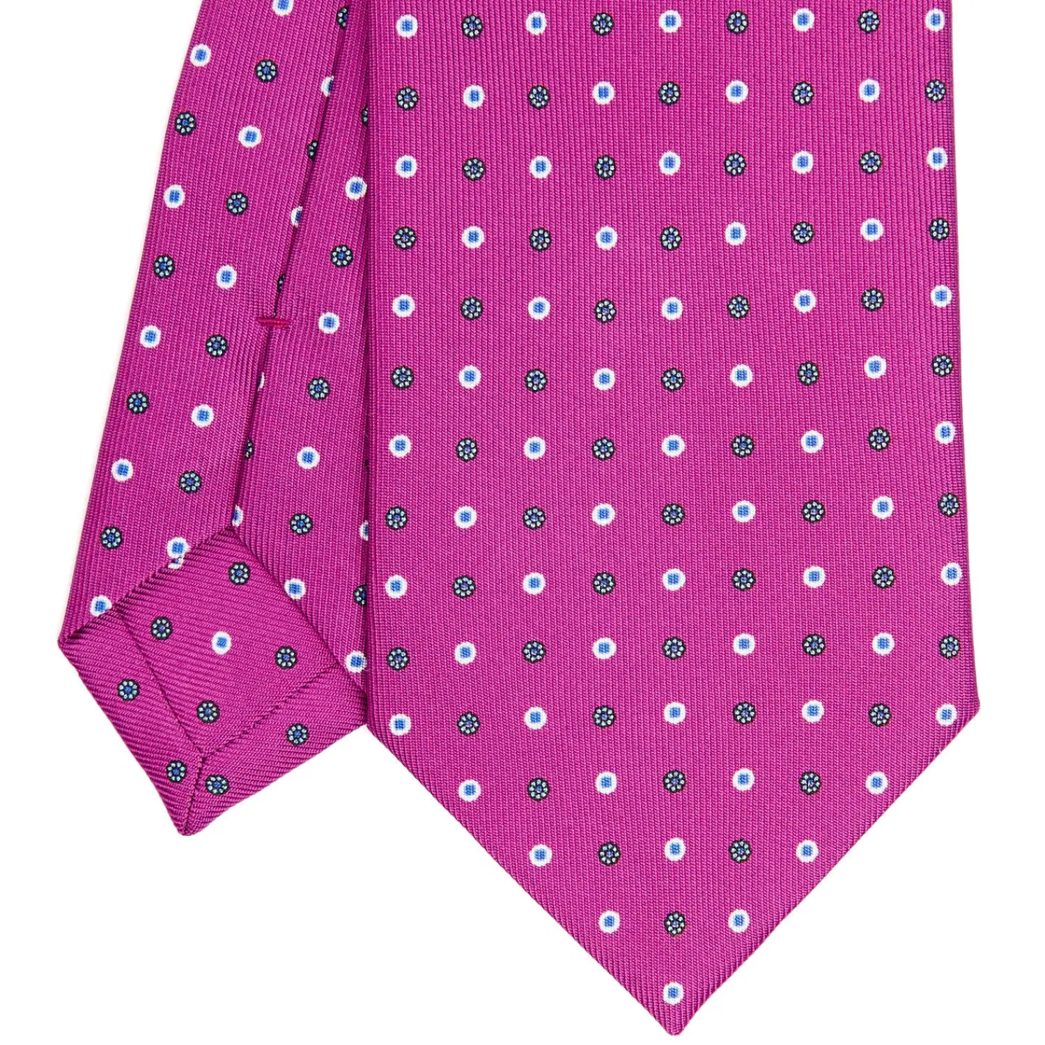 E.Marinella CRAVATTE|Cravatte In Seta Stampata|CRAVATTA SARTORIALE CLASSICA IN SETA FUCSIA Microfantasia fiore