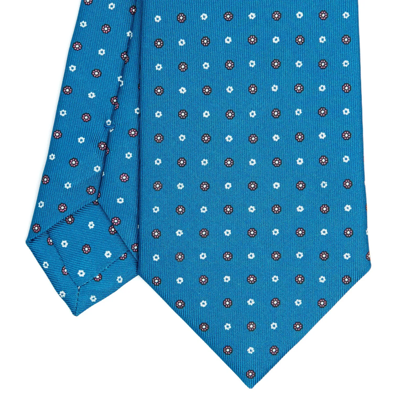 E.Marinella CRAVATTE|Cravatte In Seta Stampata|CRAVATTA SARTORIALE CLASSICA IN SETA BLU MEDIO Microfantasia fiore