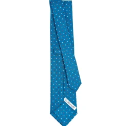 E.Marinella CRAVATTE|Cravatte In Seta Stampata|CRAVATTA SARTORIALE CLASSICA IN SETA BLU MEDIO Microfantasia fiore