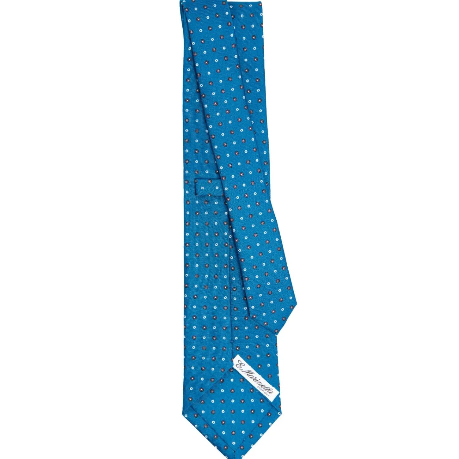 E.Marinella CRAVATTE|Cravatte In Seta Stampata|CRAVATTA SARTORIALE CLASSICA IN SETA BLU MEDIO Microfantasia fiore