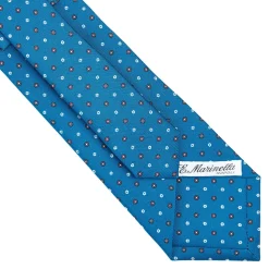 E.Marinella CRAVATTE|Cravatte In Seta Stampata|CRAVATTA SARTORIALE CLASSICA IN SETA BLU MEDIO Microfantasia fiore