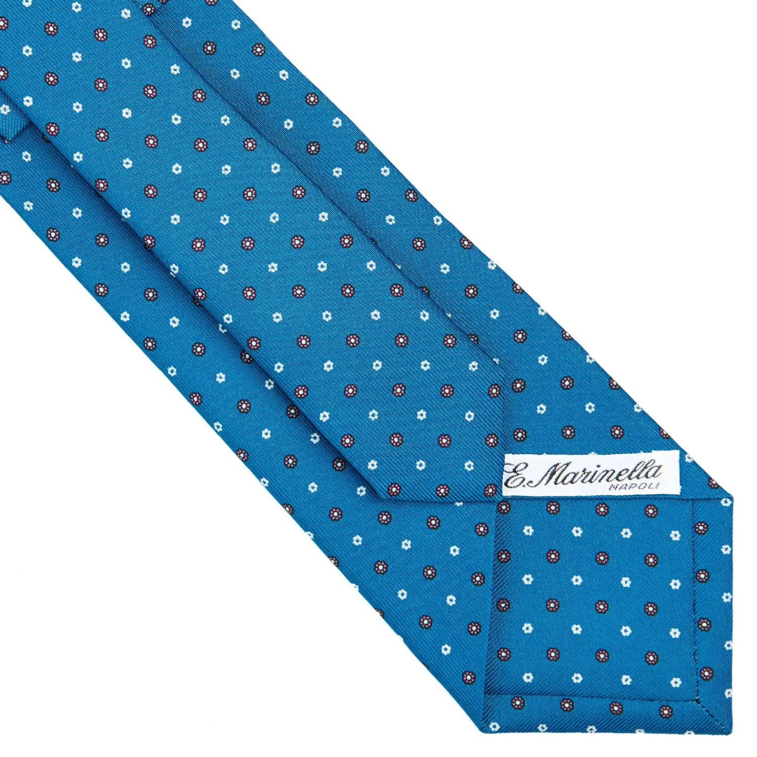 E.Marinella CRAVATTE|Cravatte In Seta Stampata|CRAVATTA SARTORIALE CLASSICA IN SETA BLU MEDIO Microfantasia fiore