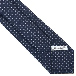 E.Marinella CRAVATTE|Cravatte In Seta Stampata|CRAVATTA SARTORIALE CLASSICA IN SETA BLU SCURO Microfantasia fiore