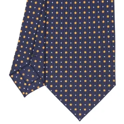 E.Marinella CRAVATTE|Cravatte In Seta Stampata|CRAVATTA SARTORIALE CLASSICA IN SETA BLU SCURO Microfantasia fiore