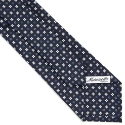 E.Marinella CRAVATTE|Cravatte In Seta Stampata|CRAVATTA SARTORIALE CLASSICA IN SETA BLU SCURO Microfantasia fiore