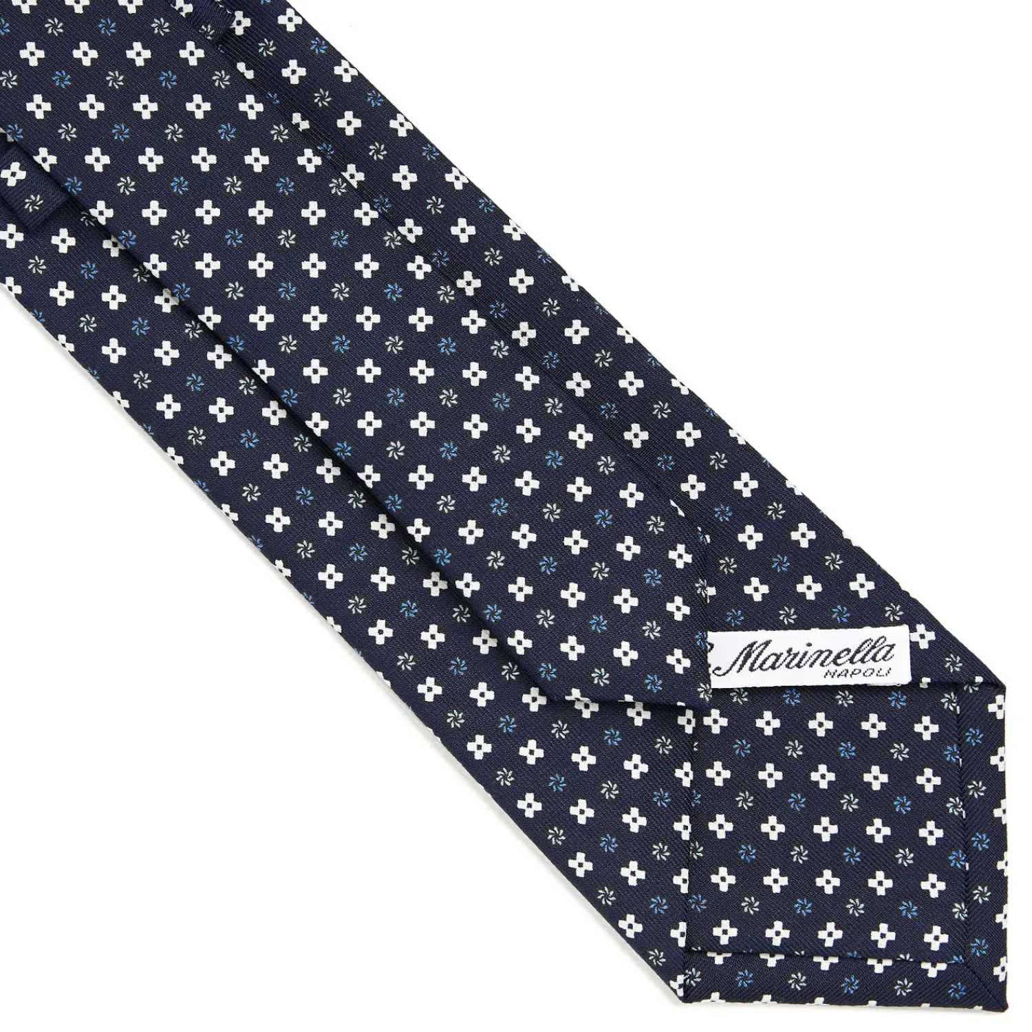 E.Marinella CRAVATTE|Cravatte In Seta Stampata|CRAVATTA SARTORIALE CLASSICA IN SETA BLU SCURO Microfantasia fiore