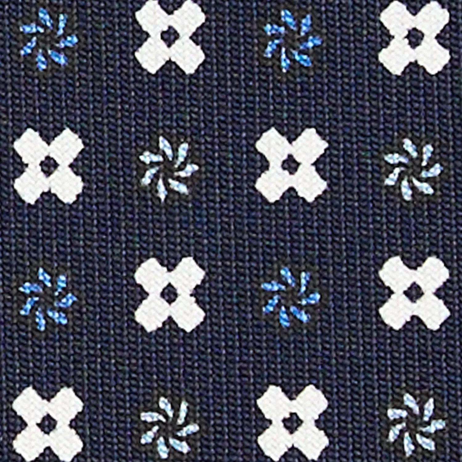 E.Marinella CRAVATTE|Cravatte In Seta Stampata|CRAVATTA SARTORIALE CLASSICA IN SETA BLU SCURO Microfantasia fiore