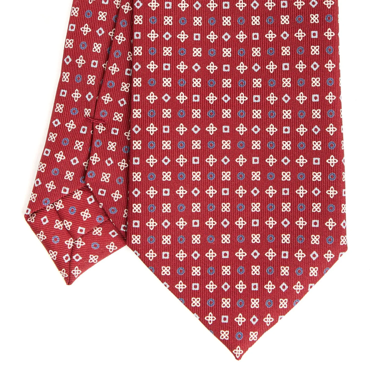 E.Marinella CRAVATTE|Cravatte In Seta Stampata|CRAVATTA SARTORIALE CLASSICA IN SETA BORDEAUX Microfantasia fiore