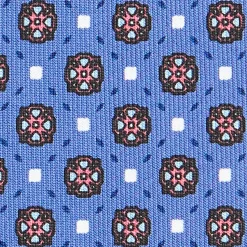 E.Marinella CRAVATTE|Cravatte In Seta Stampata|CRAVATTA SARTORIALE CLASSICA IN SETA AZZURRO POLVERE Microfantasia fiore