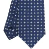 E.Marinella CRAVATTE|Cravatte In Seta Stampata|CRAVATTA SARTORIALE CLASSICA IN SETA BLU Microfantasia fiore