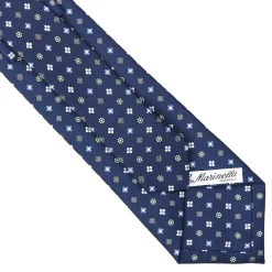 E.Marinella CRAVATTE|Cravatte In Seta Stampata|CRAVATTA SARTORIALE CLASSICA IN SETA BLU Microfantasia fiore