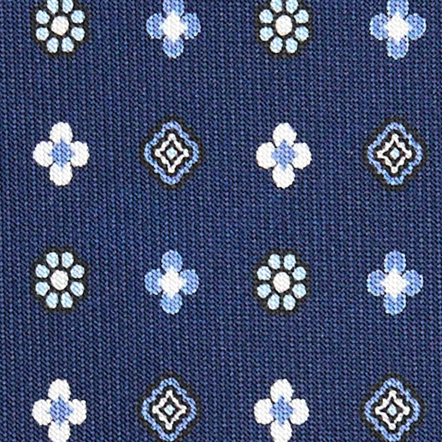 E.Marinella CRAVATTE|Cravatte In Seta Stampata|CRAVATTA SARTORIALE CLASSICA IN SETA BLU Microfantasia fiore