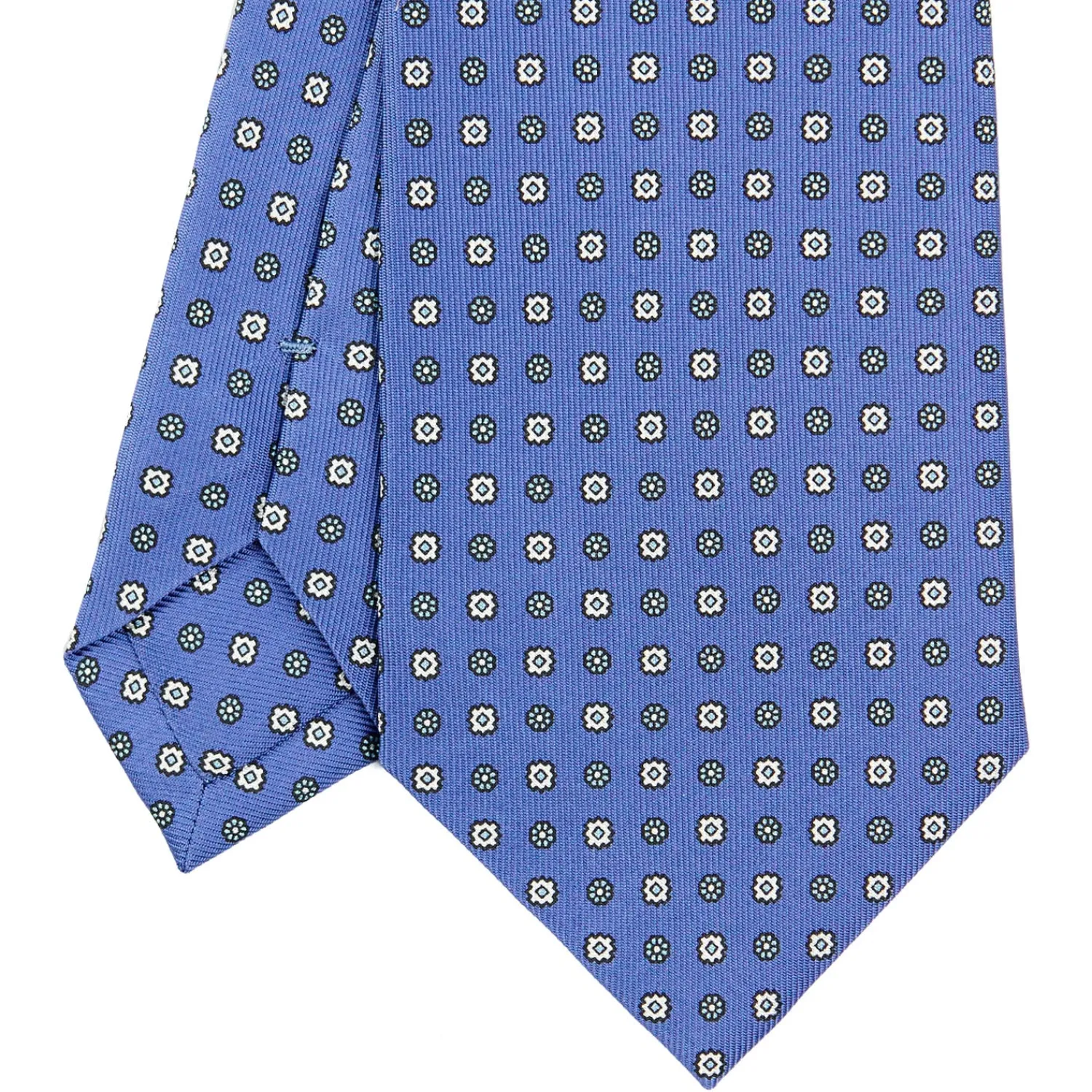 E.Marinella CRAVATTE|Cravatte In Seta Stampata|CRAVATTA SARTORIALE CLASSICA IN SETA AZZURRO POLVERE Microfantasia fiore