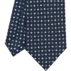 E.Marinella CRAVATTE|Cravatte In Seta Stampata|CRAVATTA SARTORIALE CLASSICA IN SETA BLU SCURO Microfantasia fiore