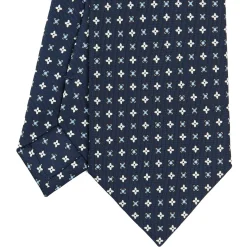 E.Marinella CRAVATTE|Cravatte In Seta Stampata|CRAVATTA SARTORIALE CLASSICA IN SETA BLU SCURO Microfantasia fiore