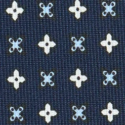 E.Marinella CRAVATTE|Cravatte In Seta Stampata|CRAVATTA SARTORIALE CLASSICA IN SETA BLU SCURO Microfantasia fiore