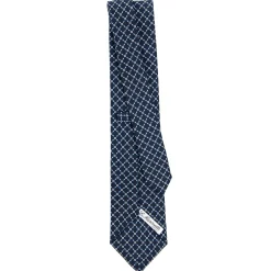E.Marinella CRAVATTE|Cravatte In Seta Stampata|CRAVATTA SARTORIALE CLASSICA IN SETA BLU SCURO Microfantasia fiore