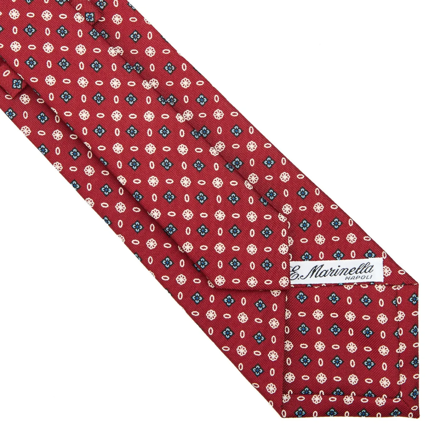 E.Marinella CRAVATTE|Cravatte In Seta Stampata|CRAVATTA SARTORIALE CLASSICA IN SETA BORDEAUX Microfantasia fiore