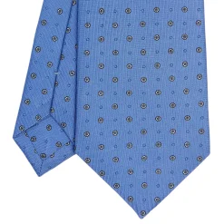 E.Marinella CRAVATTE|Cravatte In Seta Stampata|CRAVATTA SARTORIALE CLASSICA IN SETA AZZURRO POLVERE Microfantasia fiore