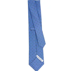 E.Marinella CRAVATTE|Cravatte In Seta Stampata|CRAVATTA SARTORIALE CLASSICA IN SETA AZZURRO POLVERE Microfantasia fiore