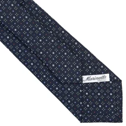 E.Marinella CRAVATTE|Cravatte In Seta Stampata|CRAVATTA SARTORIALE CLASSICA IN SETA BLU SCURO Microfantasia fiore