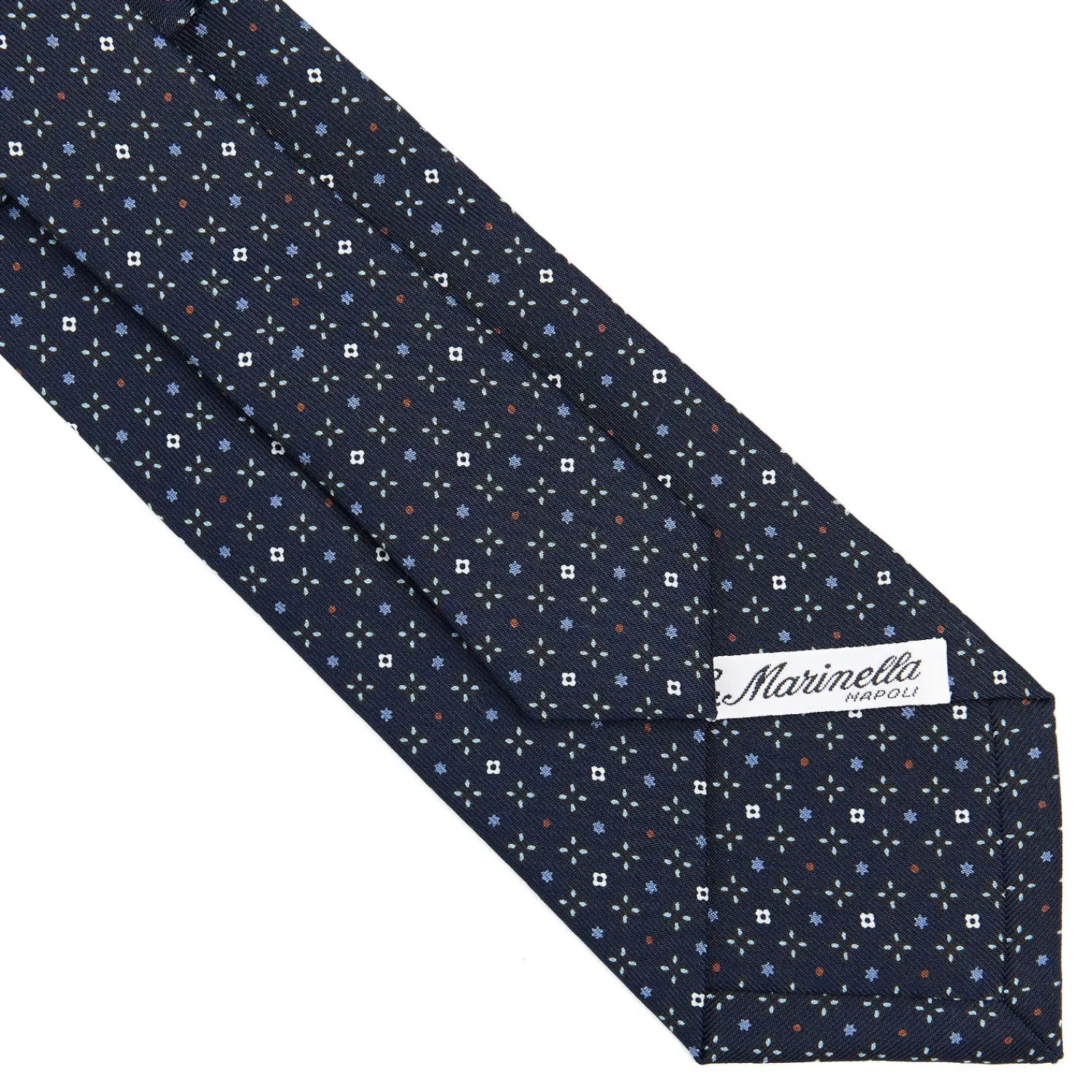 E.Marinella CRAVATTE|Cravatte In Seta Stampata|CRAVATTA SARTORIALE CLASSICA IN SETA BLU SCURO Microfantasia fiore