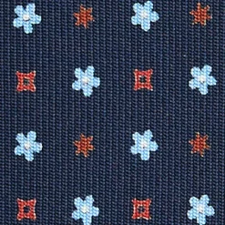 E.Marinella CRAVATTE|Cravatte In Seta Stampata|CRAVATTA SARTORIALE CLASSICA IN SETA BLU SCURO Microfantasia fiore