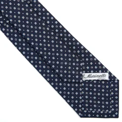 E.Marinella CRAVATTE|Cravatte In Seta Stampata|CRAVATTA SARTORIALE CLASSICA IN SETA BLU SCURO Microfantasia fiore