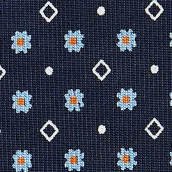 E.Marinella CRAVATTE|Cravatte In Seta Stampata|CRAVATTA SARTORIALE CLASSICA IN SETA BLU SCURO Microfantasia fiore