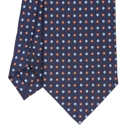 E.Marinella CRAVATTE|Cravatte In Seta Stampata|CRAVATTA SARTORIALE CLASSICA IN SETA BLU SCURO Microfantasia fiore