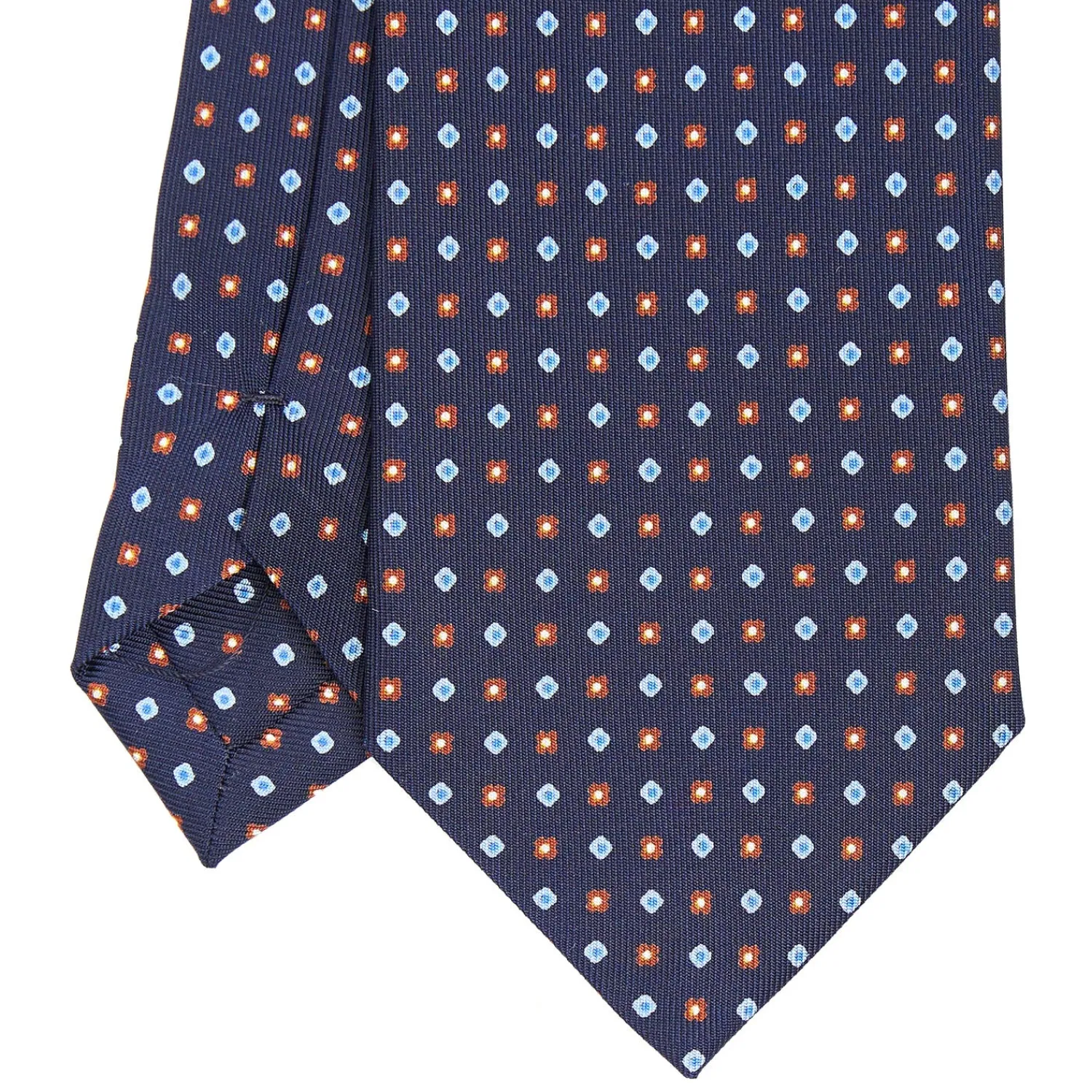 E.Marinella CRAVATTE|Cravatte In Seta Stampata|CRAVATTA SARTORIALE CLASSICA IN SETA BLU SCURO Microfantasia fiore
