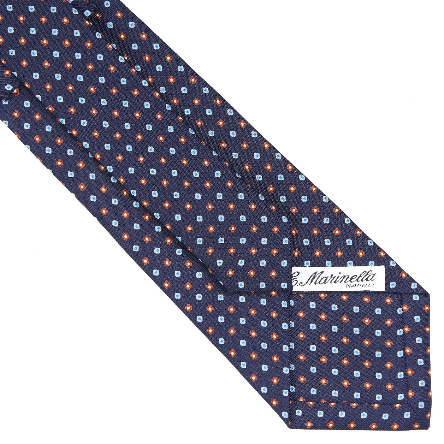 E.Marinella CRAVATTE|Cravatte In Seta Stampata|CRAVATTA SARTORIALE CLASSICA IN SETA BLU SCURO Microfantasia fiore