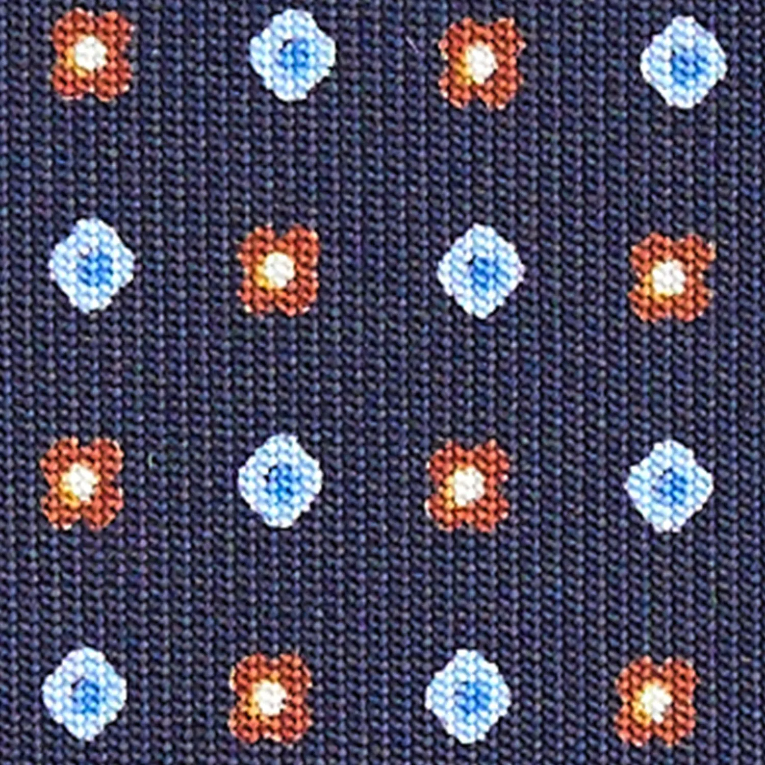 E.Marinella CRAVATTE|Cravatte In Seta Stampata|CRAVATTA SARTORIALE CLASSICA IN SETA BLU SCURO Microfantasia fiore