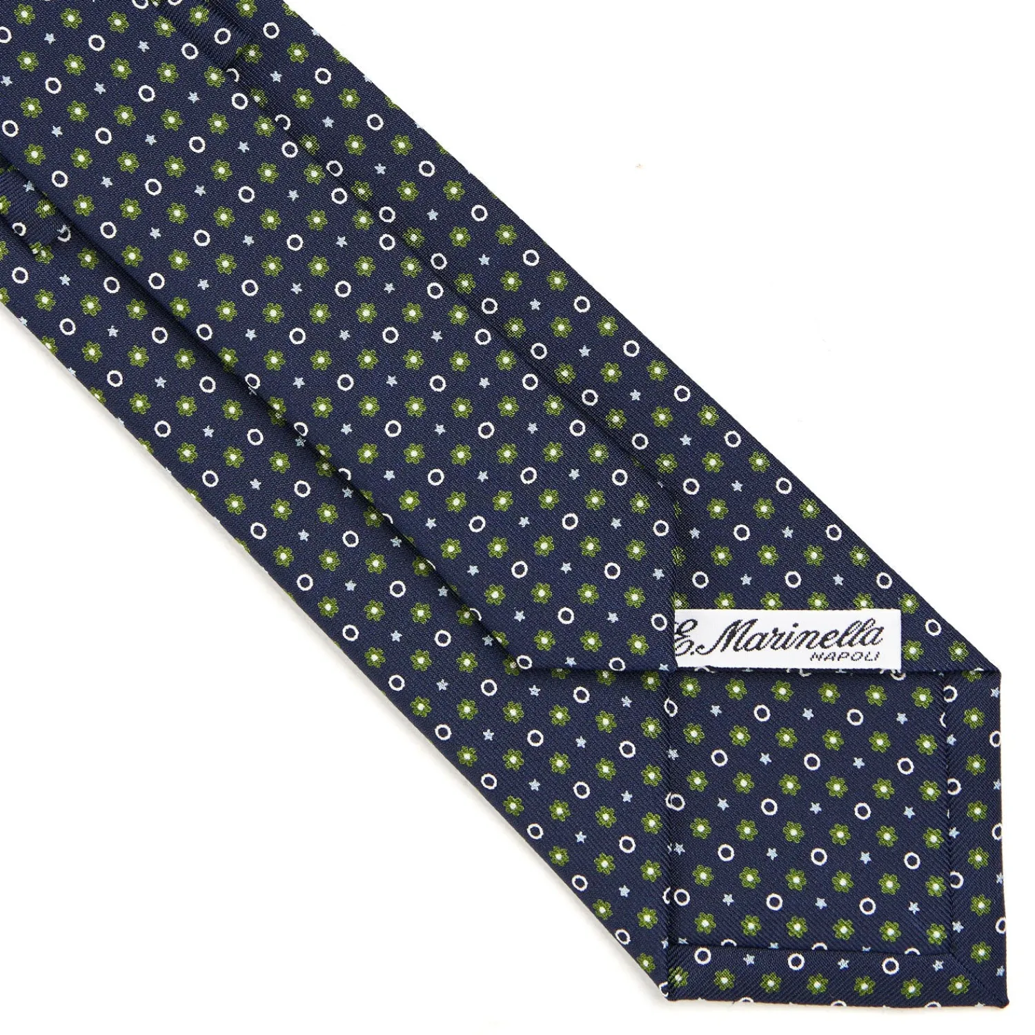 E.Marinella CRAVATTE|Cravatte In Seta Stampata|CRAVATTA SARTORIALE CLASSICA IN SETA BLU SCURO Microfantasia fiore