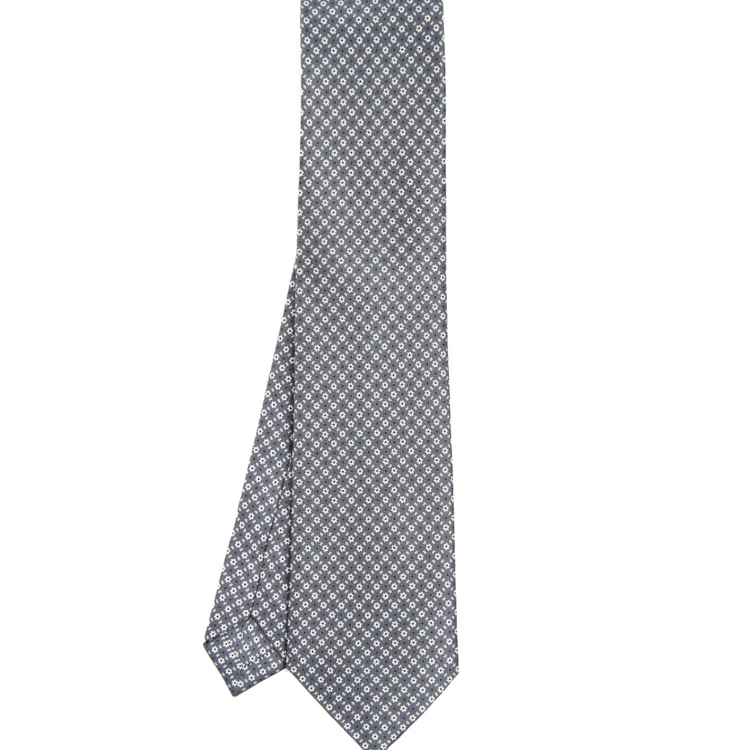 E.Marinella CRAVATTE|Cravatte In Seta Stampata|CRAVATTA SARTORIALE CLASSICA IN SETA GRIGIO SCURO Microfantasia fiore