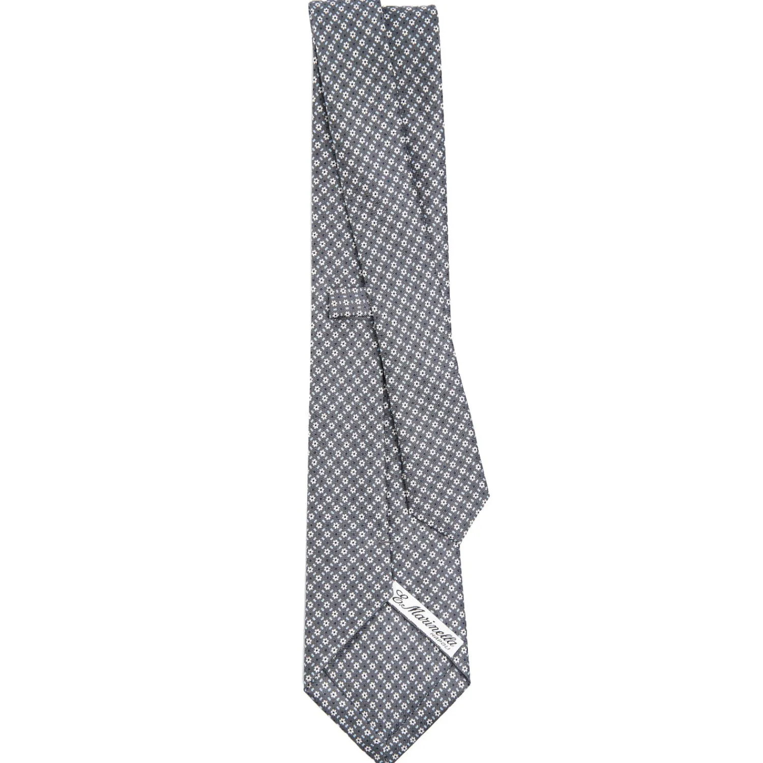E.Marinella CRAVATTE|Cravatte In Seta Stampata|CRAVATTA SARTORIALE CLASSICA IN SETA GRIGIO SCURO Microfantasia fiore