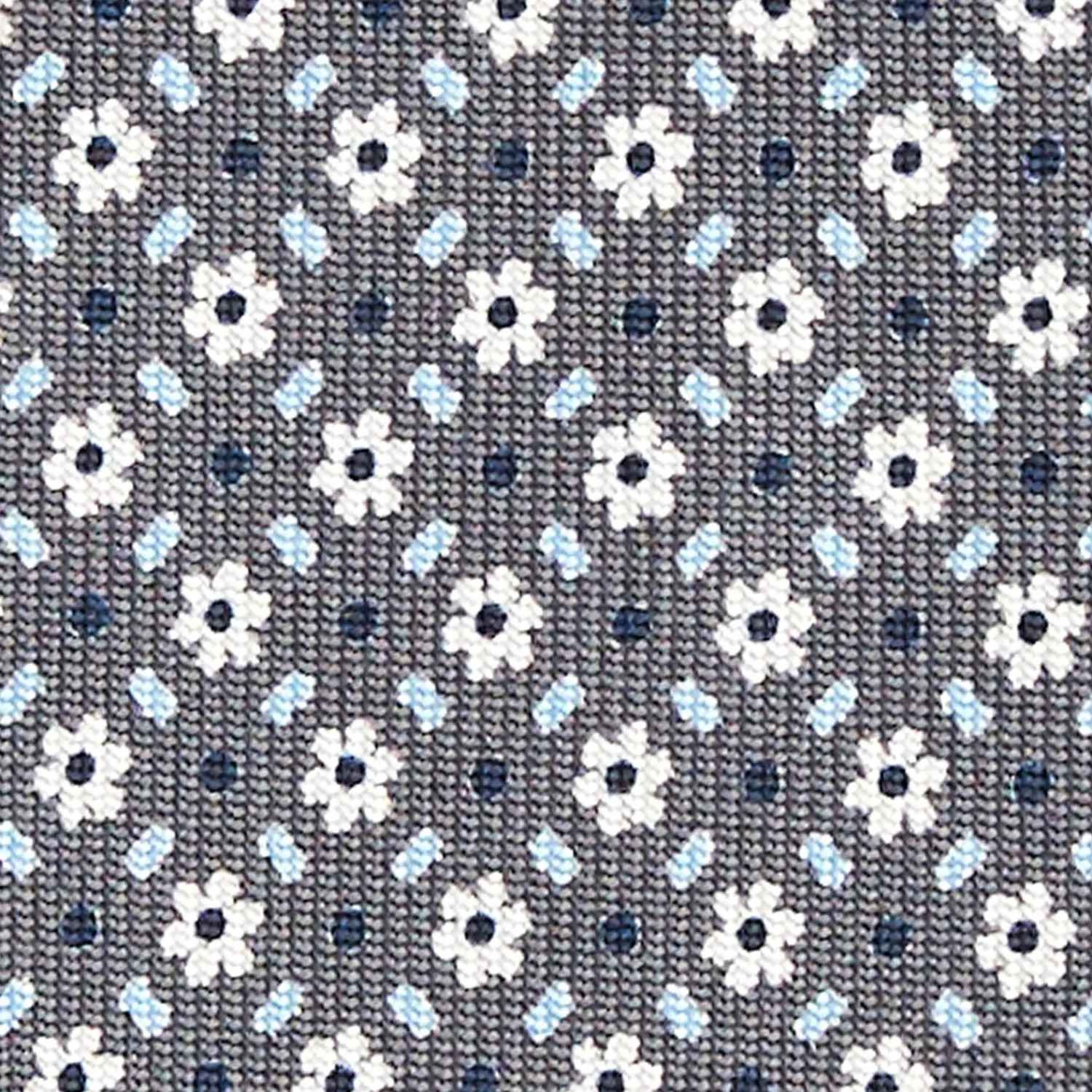 E.Marinella CRAVATTE|Cravatte In Seta Stampata|CRAVATTA SARTORIALE CLASSICA IN SETA GRIGIO SCURO Microfantasia fiore