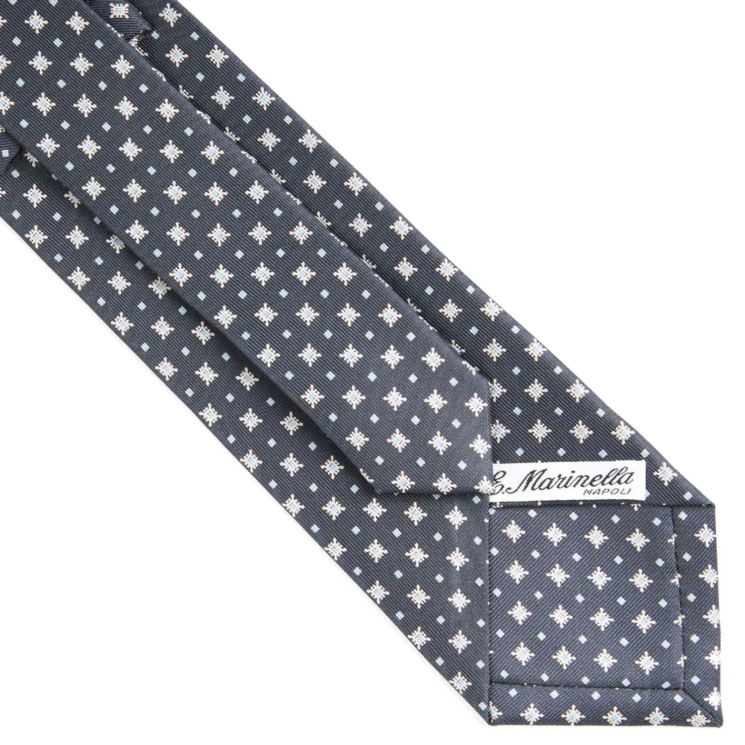 E.Marinella CRAVATTE|Cravatte In Seta Stampata|CRAVATTA SARTORIALE CLASSICA IN SETA GRIGIO SCURO Microfantasia fiore