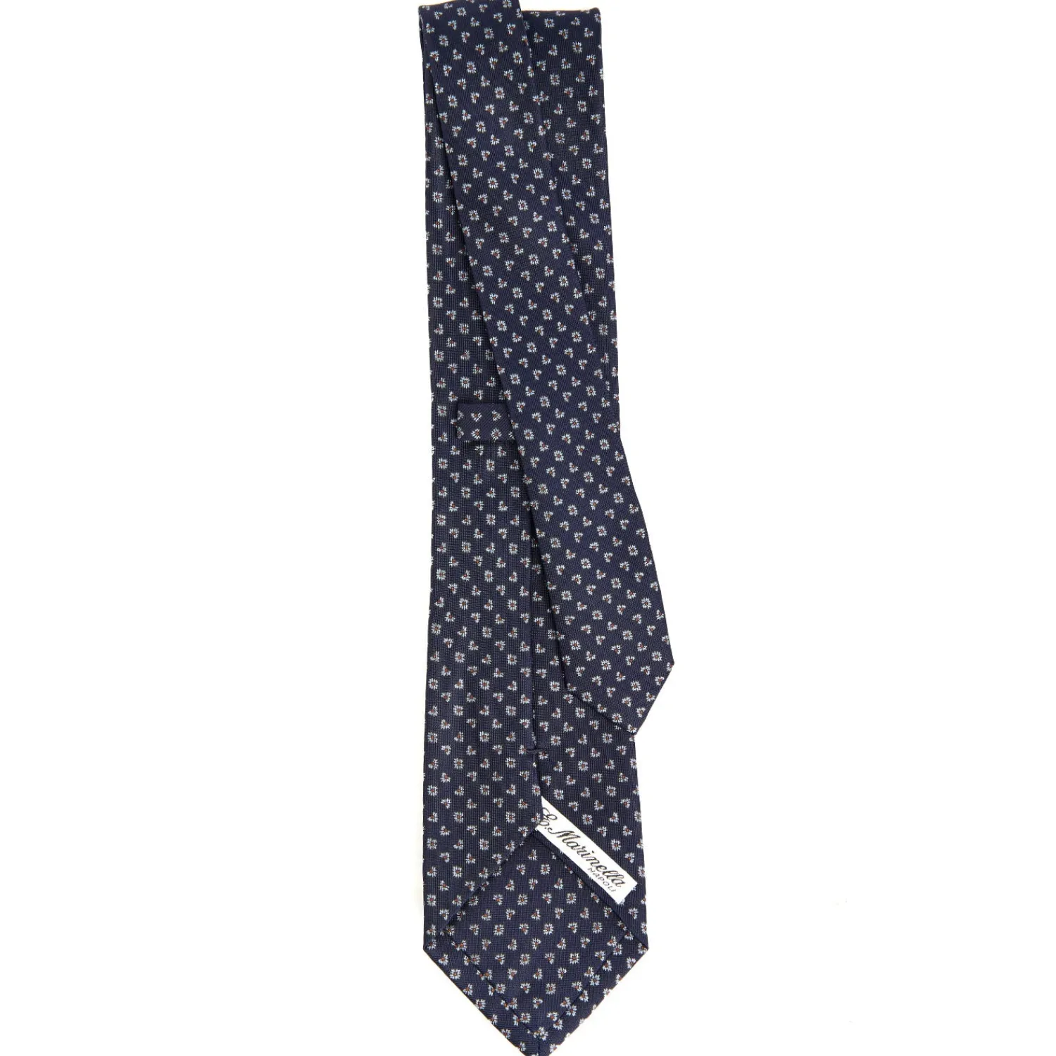 E.Marinella CRAVATTE|Cravatte In Seta Stampata|CRAVATTA SARTORIALE CLASSICA IN SETA BLU SCURO Microfantasia fiore