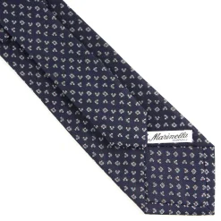 E.Marinella CRAVATTE|Cravatte In Seta Stampata|CRAVATTA SARTORIALE CLASSICA IN SETA BLU SCURO Microfantasia fiore