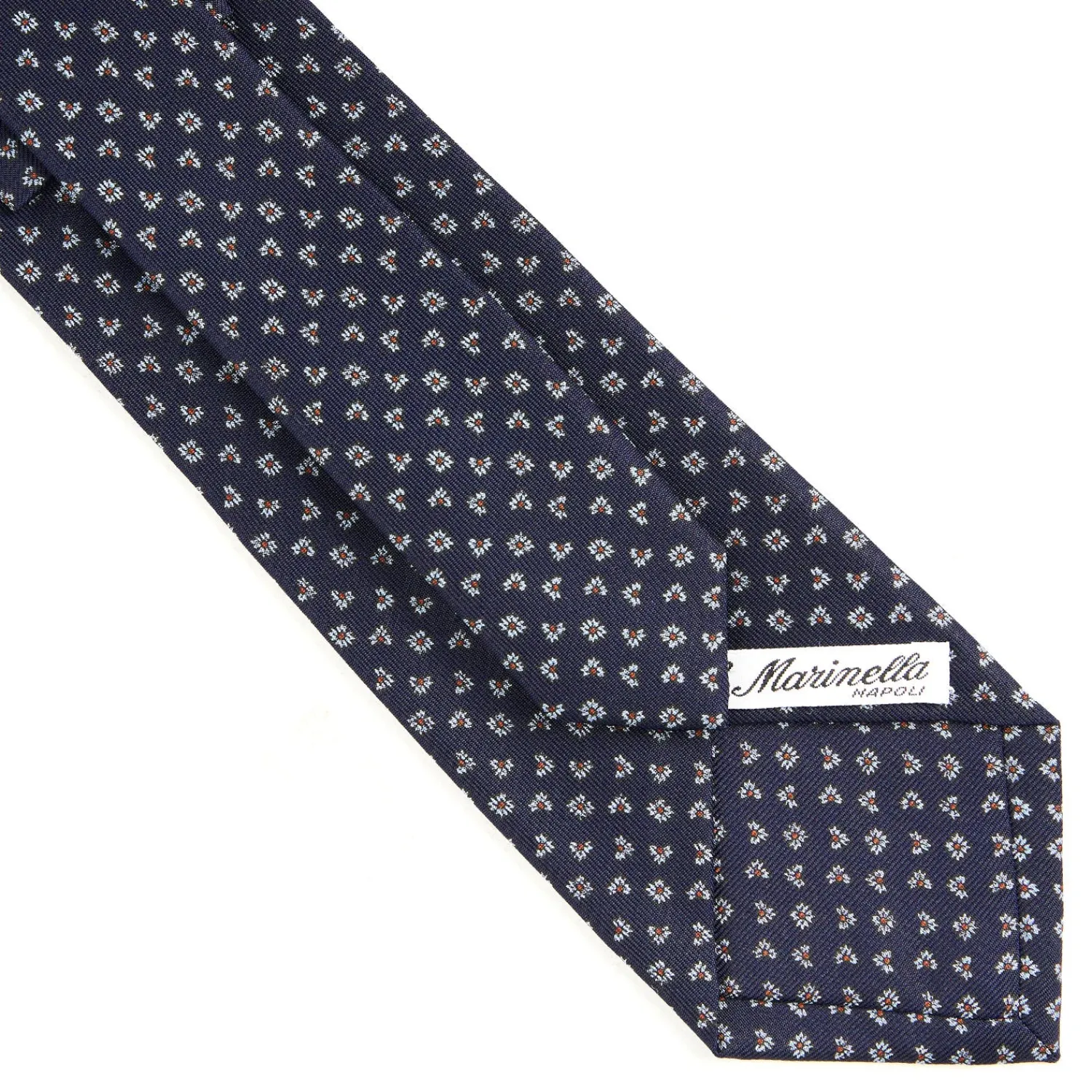 E.Marinella CRAVATTE|Cravatte In Seta Stampata|CRAVATTA SARTORIALE CLASSICA IN SETA BLU SCURO Microfantasia fiore
