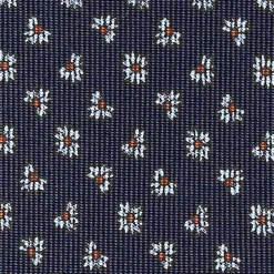 E.Marinella CRAVATTE|Cravatte In Seta Stampata|CRAVATTA SARTORIALE CLASSICA IN SETA BLU SCURO Microfantasia fiore
